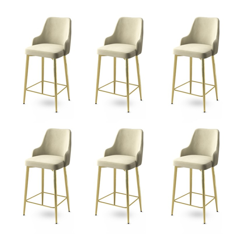 Bar Stool Set (6 Pieces) Enox - Cream, Gold