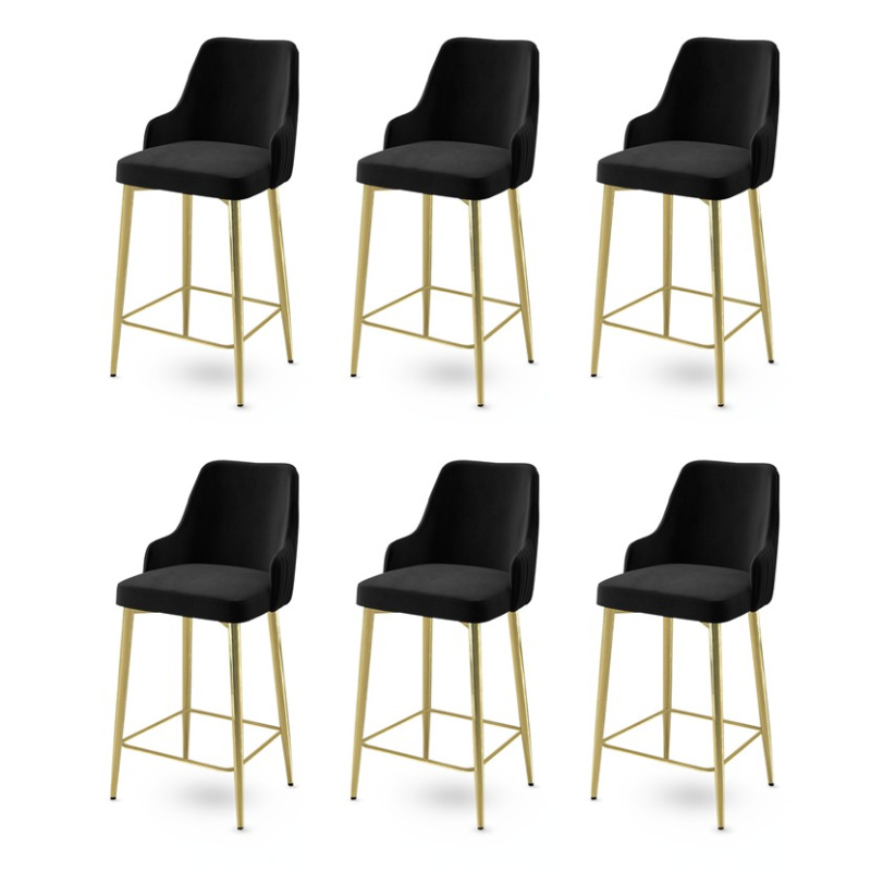 Bar Stool Set (6 Pieces) Enox - Black, Gold
