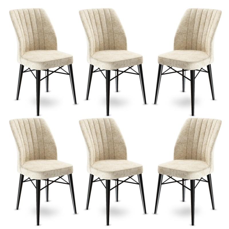 Sada židlí (6 kusů) Flex - Cream, Black