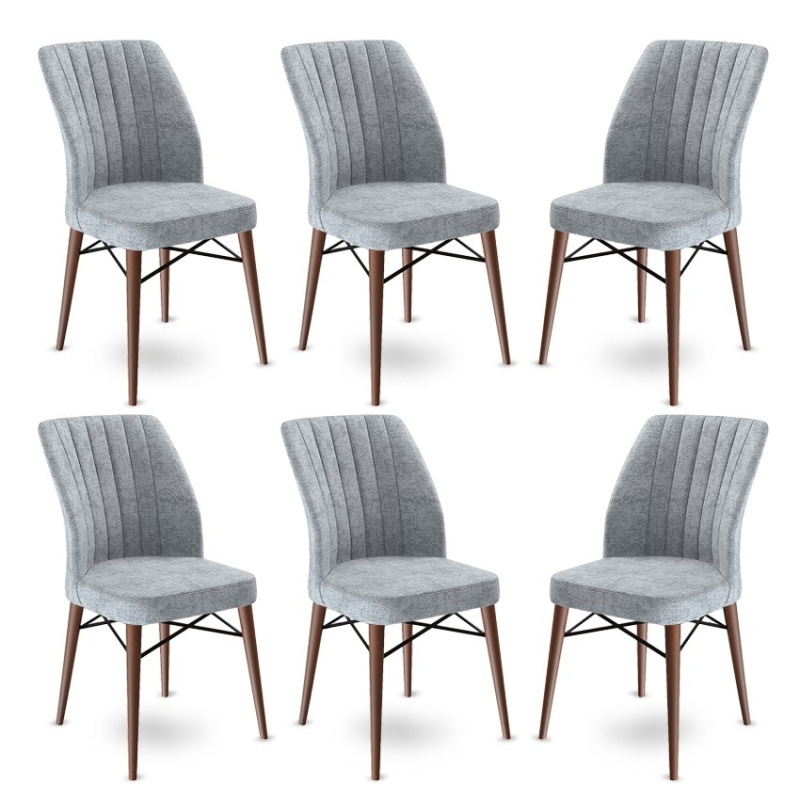 Sada židlí (6 kusů) Flex - Grey, Brown