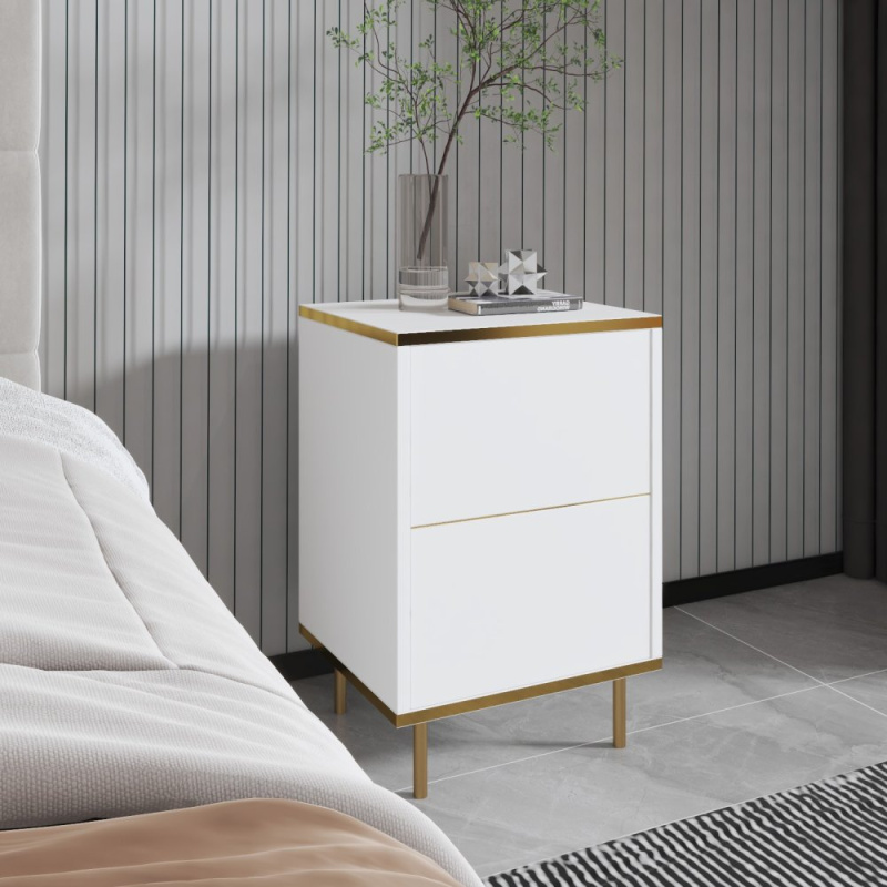 Noční stolek Imaj - White, Gold