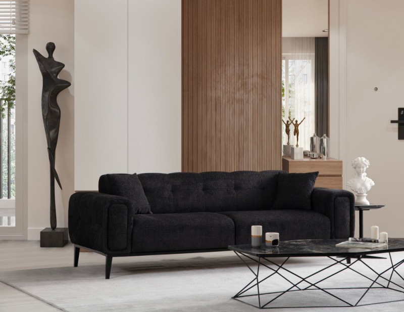 Trojmístná rozkládací pohovka Athena 3 Seater - Black