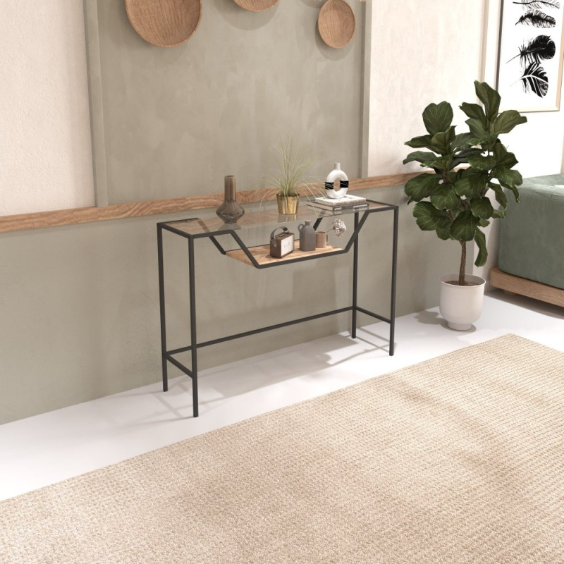 Konzolový stolek Lala - Black, Glass