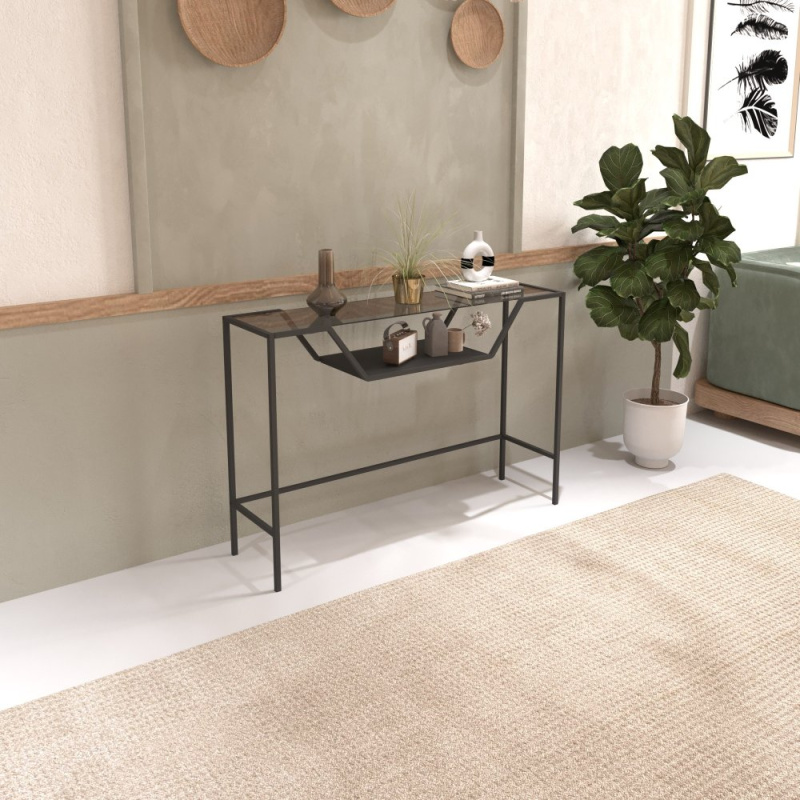 Konzolový stolek Lala - Black, Smoked Glass