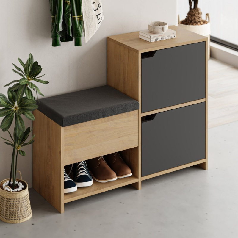 Botník Haven Shoe Bench - Oak, Anthracite