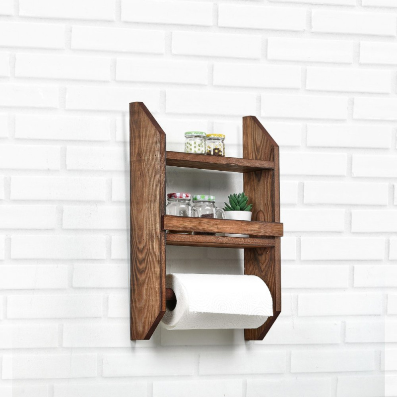 Wooden Shelf Spice Rack & Towel Hanger