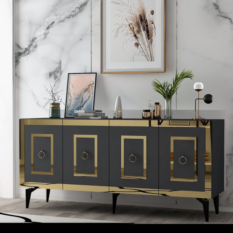 Konzolový stolek Karya - Anthracite, Gold