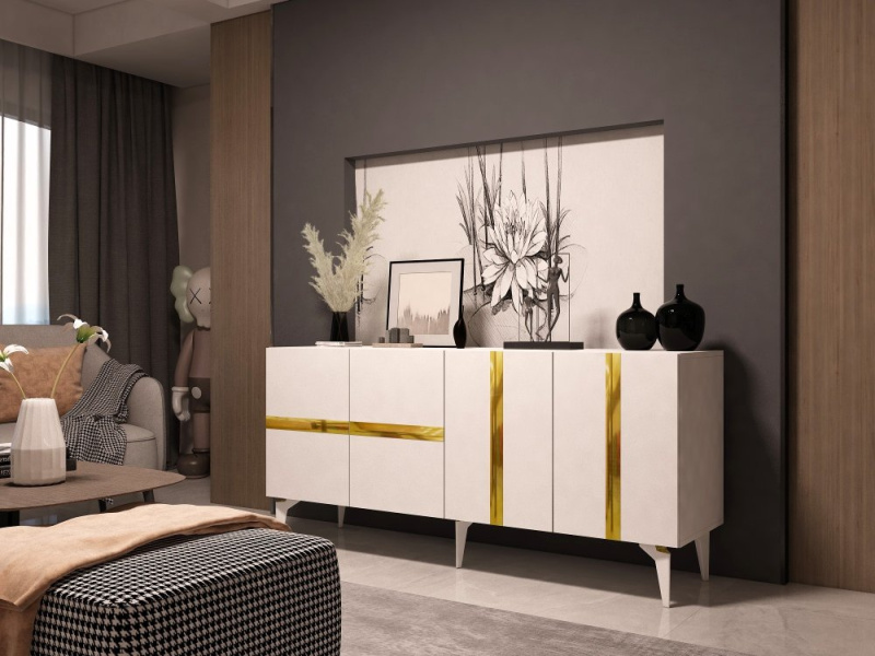 Konzolový stolek Vania - White, Gold