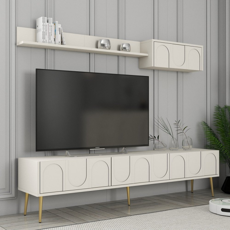 TV stěna / Sestava pod TV Lyon 2 - Cream, Gold