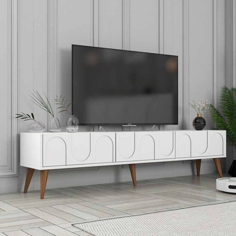 TV stolek Lyon 44 - White, Walnut
