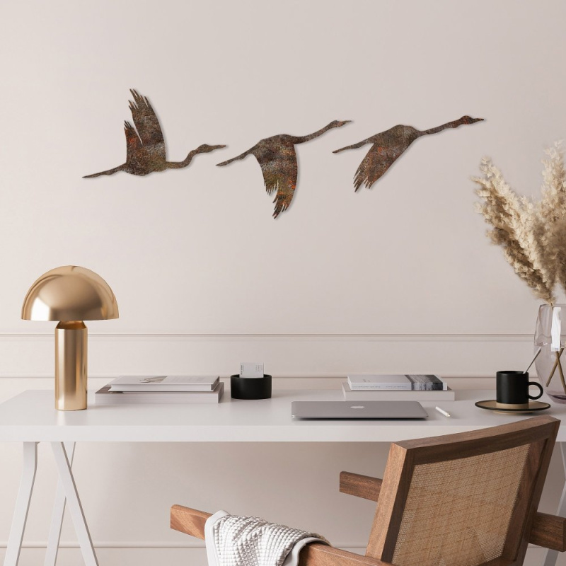 Dekorativní kovový doplněk na zeď Rusty Birds 1
