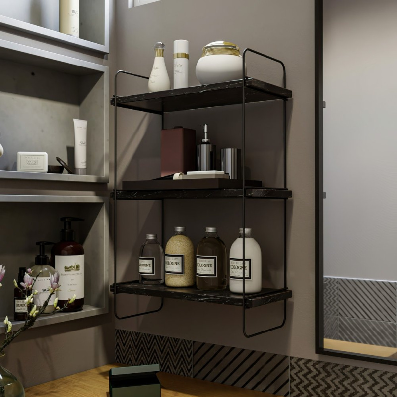 Nástěnná police Pulalis - Black Marble