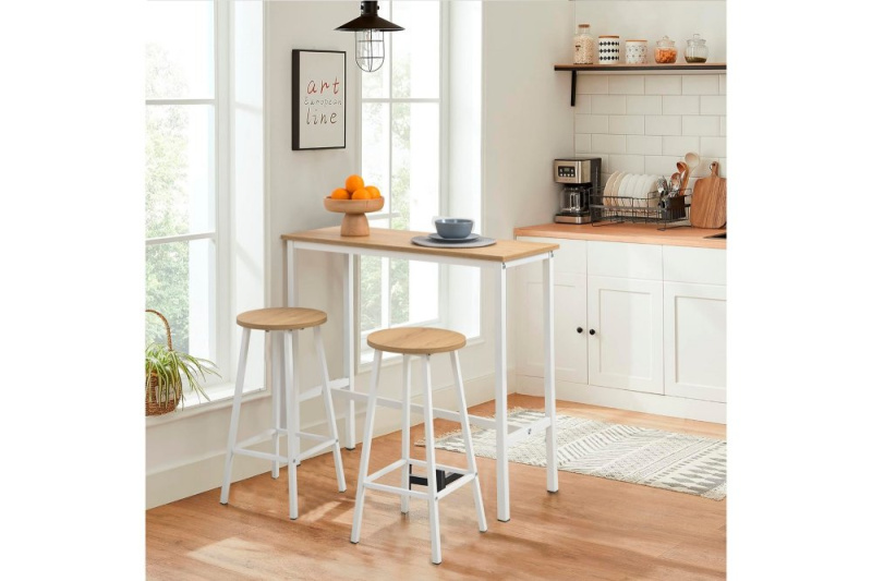 Bar Table & Stool Set (3 Pieces) Mola Set 100 - Karina White