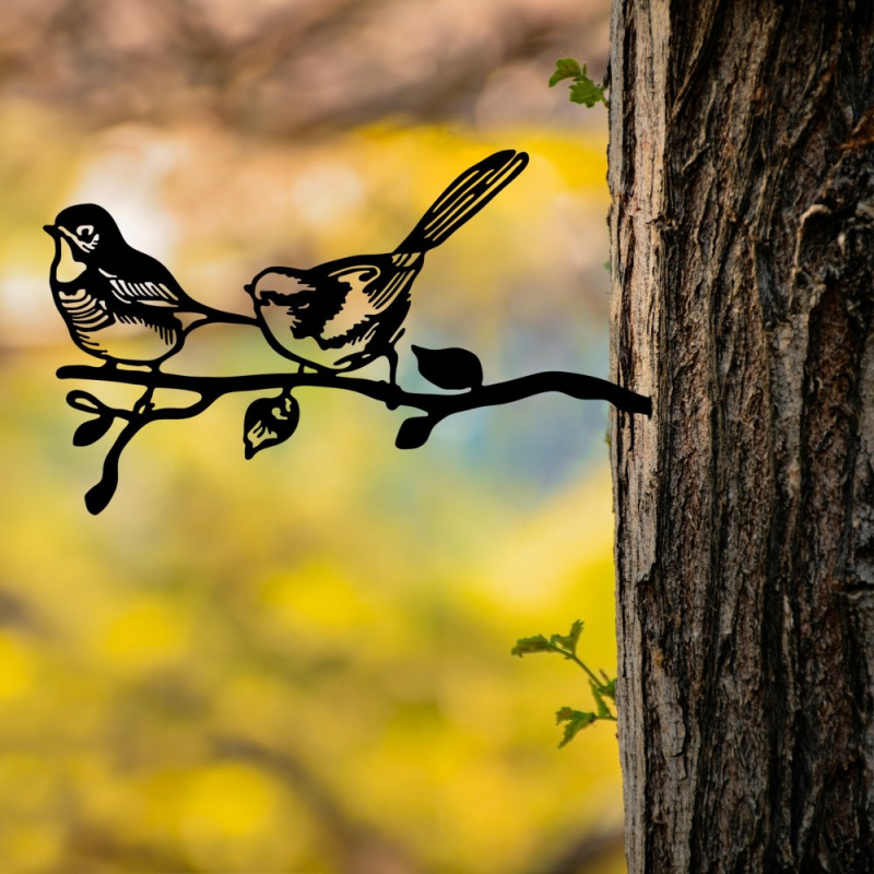 Zahradní dekorace Bird On The Branch 04 - Black