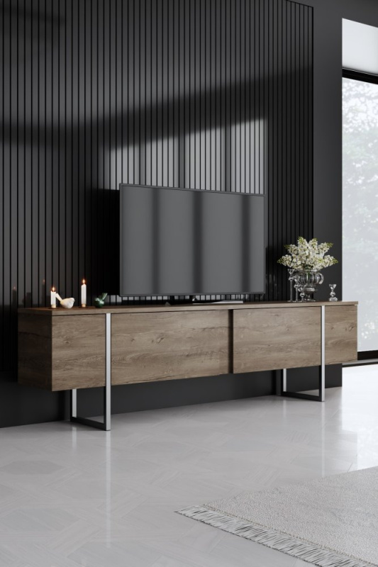 TV stěna / Sestava pod TV Luxe - Walnut, Silver