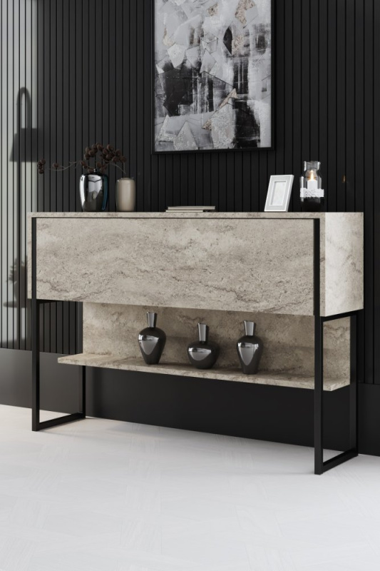 Komoda Luxe - Travertine, Black