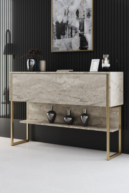 Komoda Luxe - Travertine, Gold