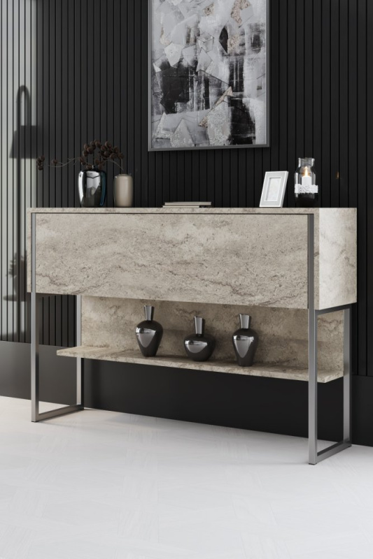 Komoda Luxe - Travertine, Silver