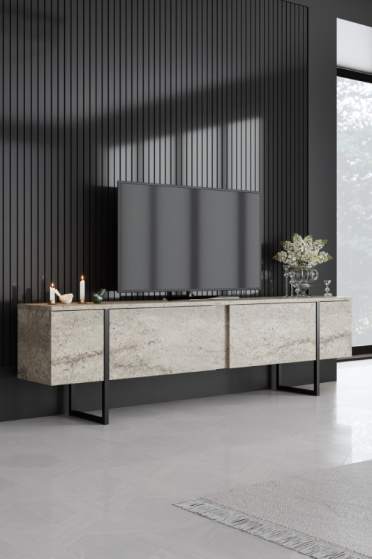 TV stolek Luxe - Travertine, Black
