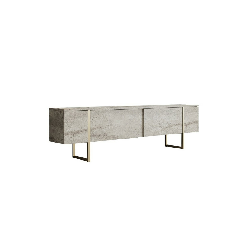 TV stolek Luxe - Travertine, Gold