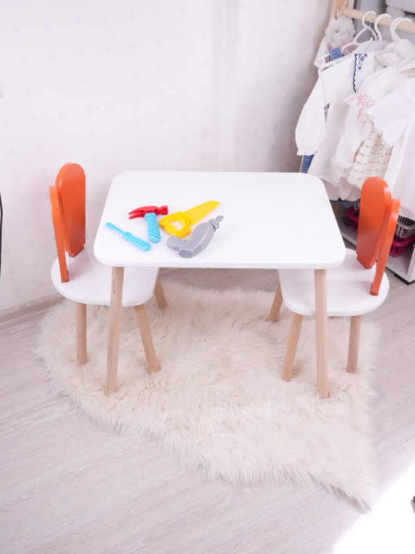 Kid's Table Set Bunny One Chair Set - Orange, White