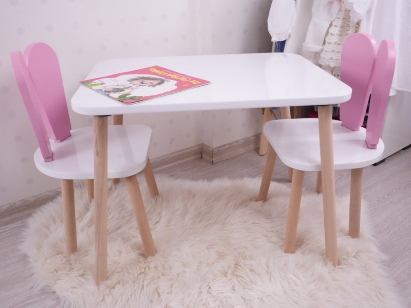 Kid's Table Set Bunny One Chair Set - Pink, White