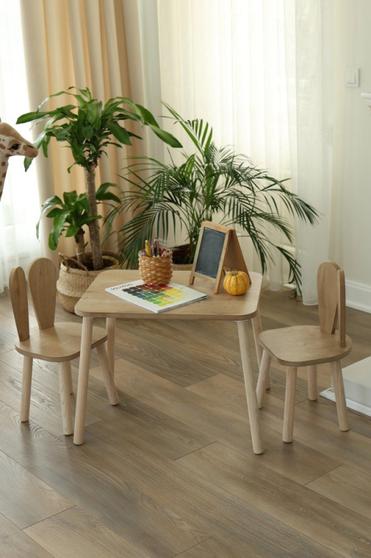 Kid's Table Set Bunny One Chair Set - Brown