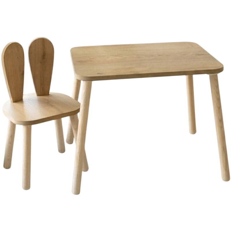 Kid's Table Set Bunny One Chair Set - Brown
