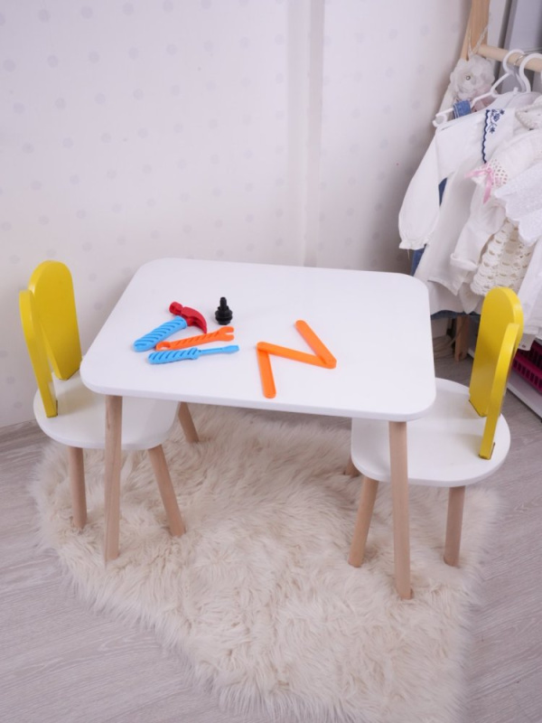 Kid's Table Set Bunny One Chair Set - Yellow, White