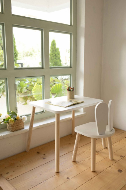 Kid's Table Set Bunny One Chair Set - White