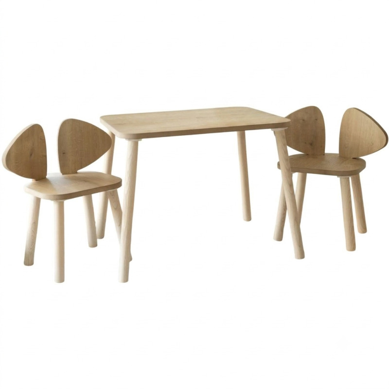 Kid's Table Set Mickey Two Chair Set - Brown