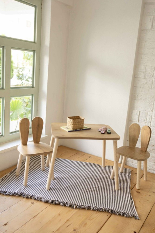 Kid's Table Set Bunny Two Chair Set - Brown