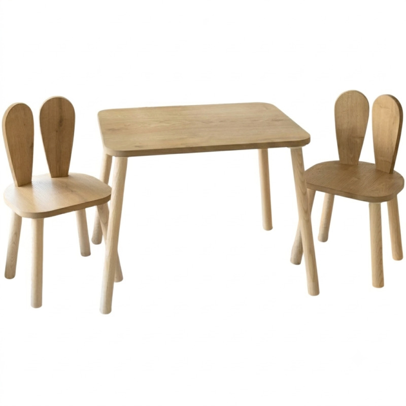Kid's Table Set Bunny Two Chair Set - Brown