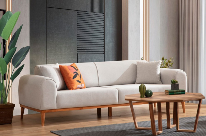 Trojmístná rozkládací pohovka Kapri 3 Seater - Cream