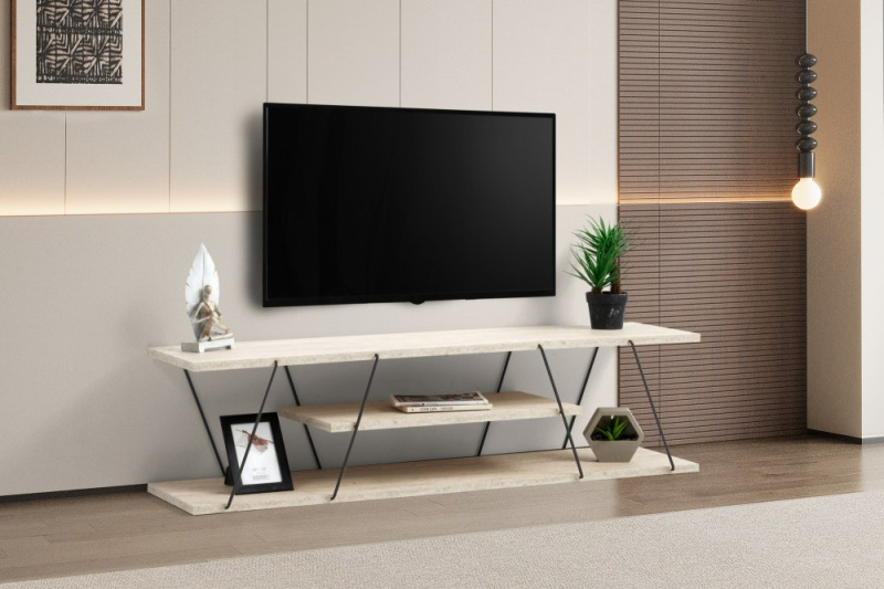 TV stolek Canaz - Black, Travertine