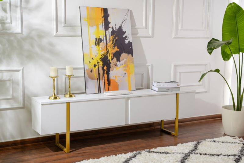 TV stolek Serenity - White, Gold