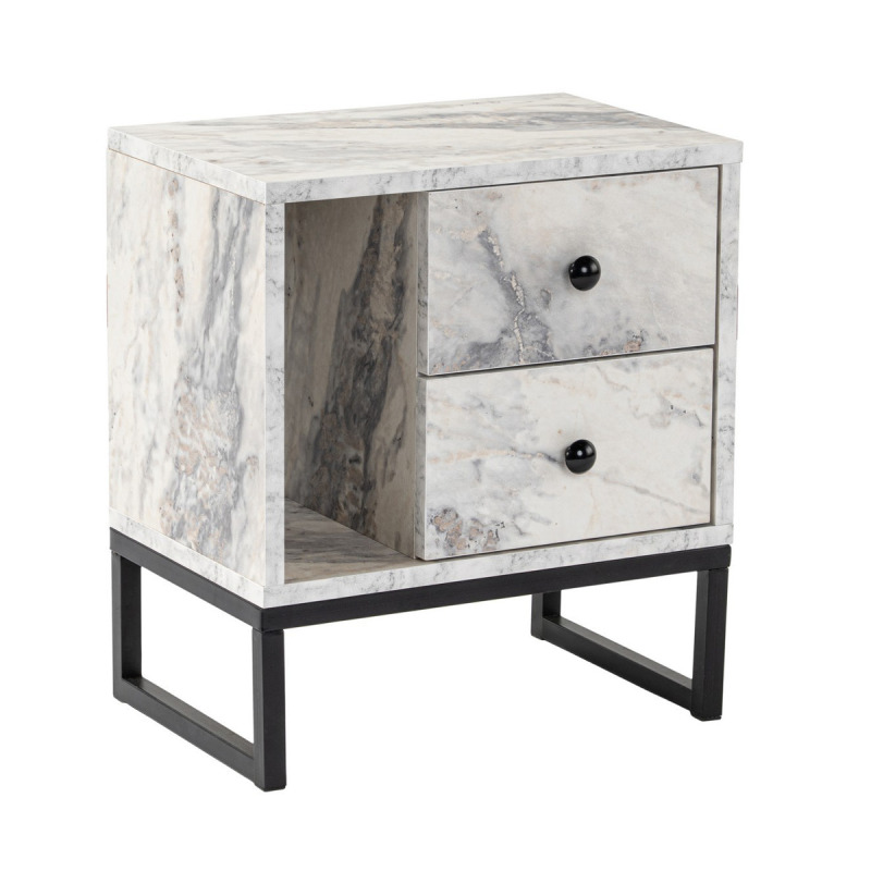 Noční stolek Glimmer - Fressia Marble, Black