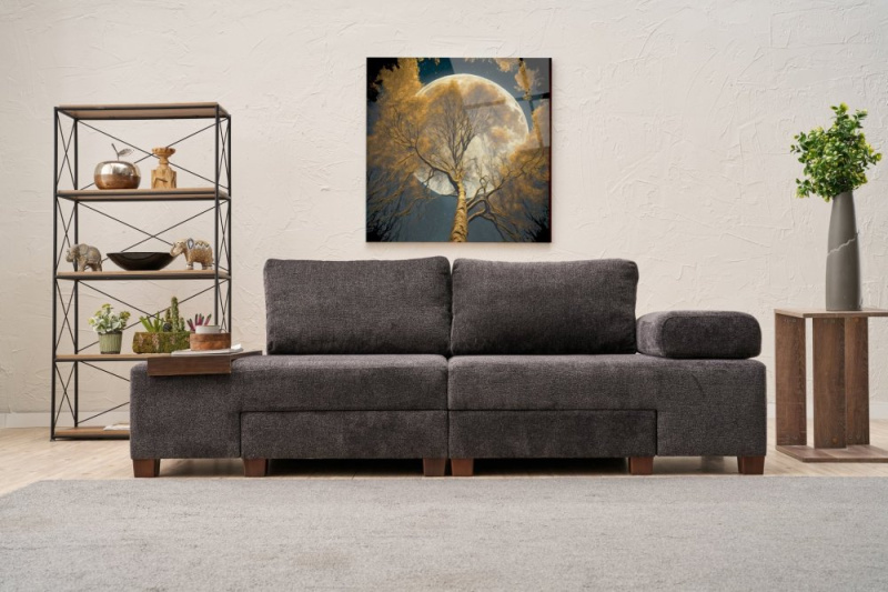 Trojmístná rozkládací pohovka Perenna Chenille - Anthracite