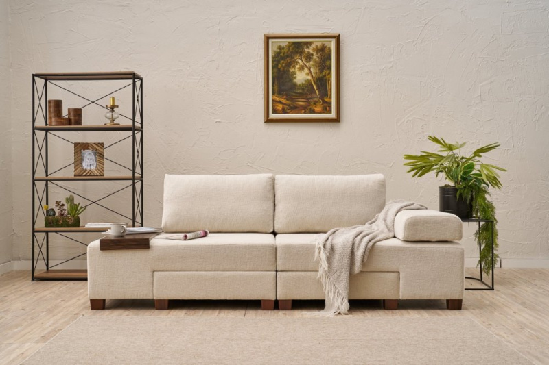 Trojmístná rozkládací pohovka Perenna Chenille - Cream
