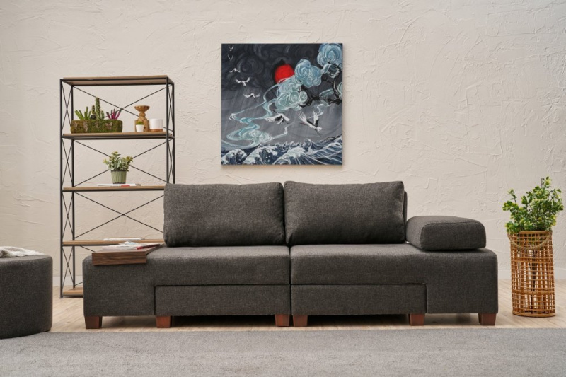 Trojmístná rozkládací pohovka Perenna Linen - Anthracite