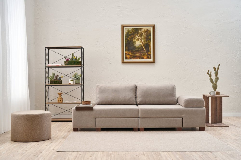 Trojmístná rozkládací pohovka Perenna Linen - Cream