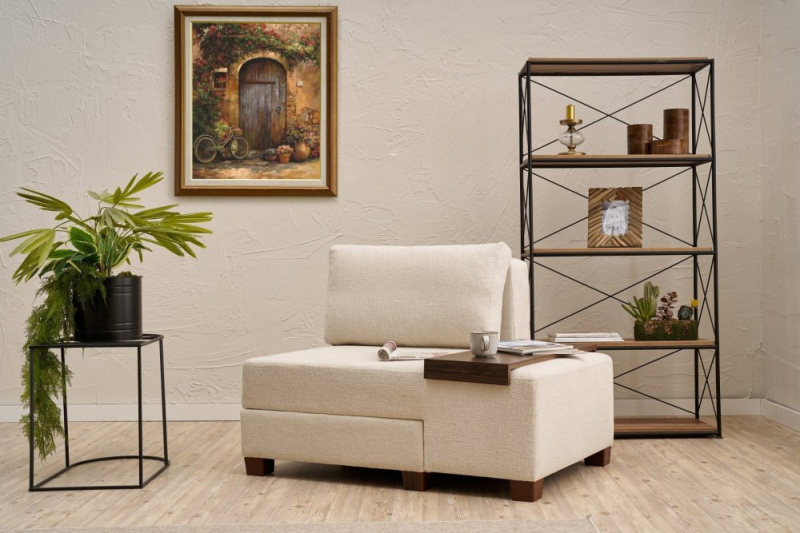 Rozkládací křeslo Perenna Chenille Right - Cream