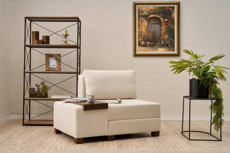 Rozkládací křeslo Perenna Chenille Left - Cream