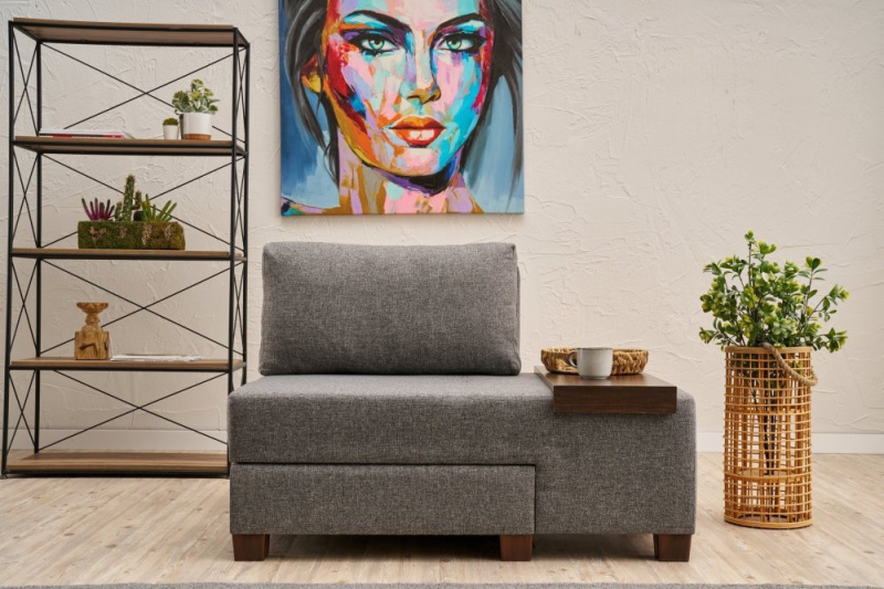 Rozkládací křeslo Perenna Linen Right - Grey