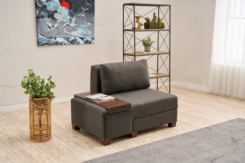 Rozkládací křeslo Perenna Linen Left - Anthracite