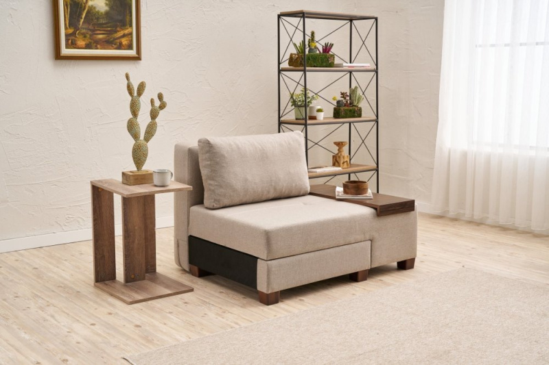 Rozkládací křeslo Perenna Linen Right - Cream