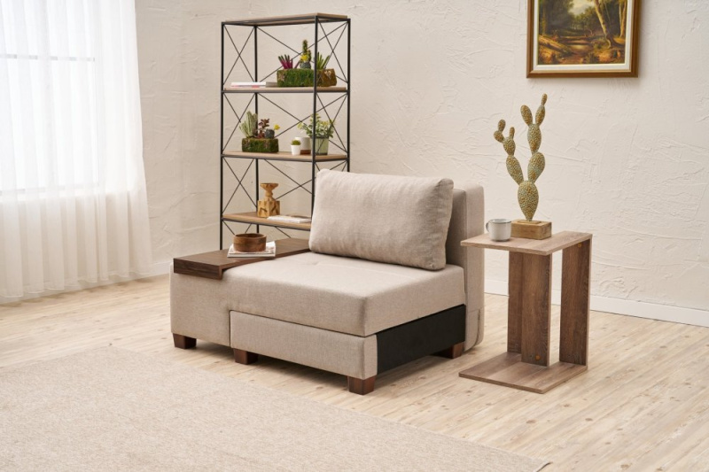 Rozkládací křeslo Perenna Linen Left - Cream