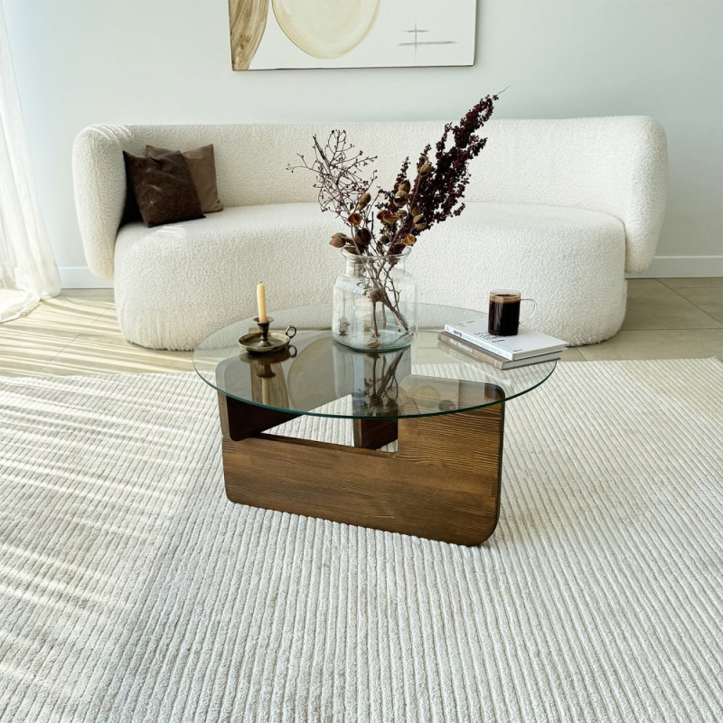 Konferenční stolek Mia - Walnut, Transparent