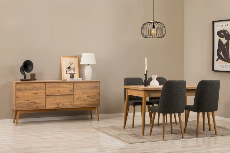 Set s rozkládacím stolem, židlemi a konzolou (6 kusů) Vina 01 1053 - Atlantic Pine, Anthracite