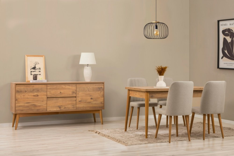 Set s rozkládacím stolem, židlemi a konzolou (6 kusů) Vina 01 1005 - Atlantic Pine, Cream